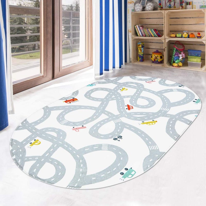 LIVEBOX Road Traffic Kids Play Area Rug 3'x5' Washable Playroom Educational & Fun with Cars and Toys Non-Slip Children Nursery Rugs for Living Room Bedroom Classroom Entryway Kids Tent - Image 1